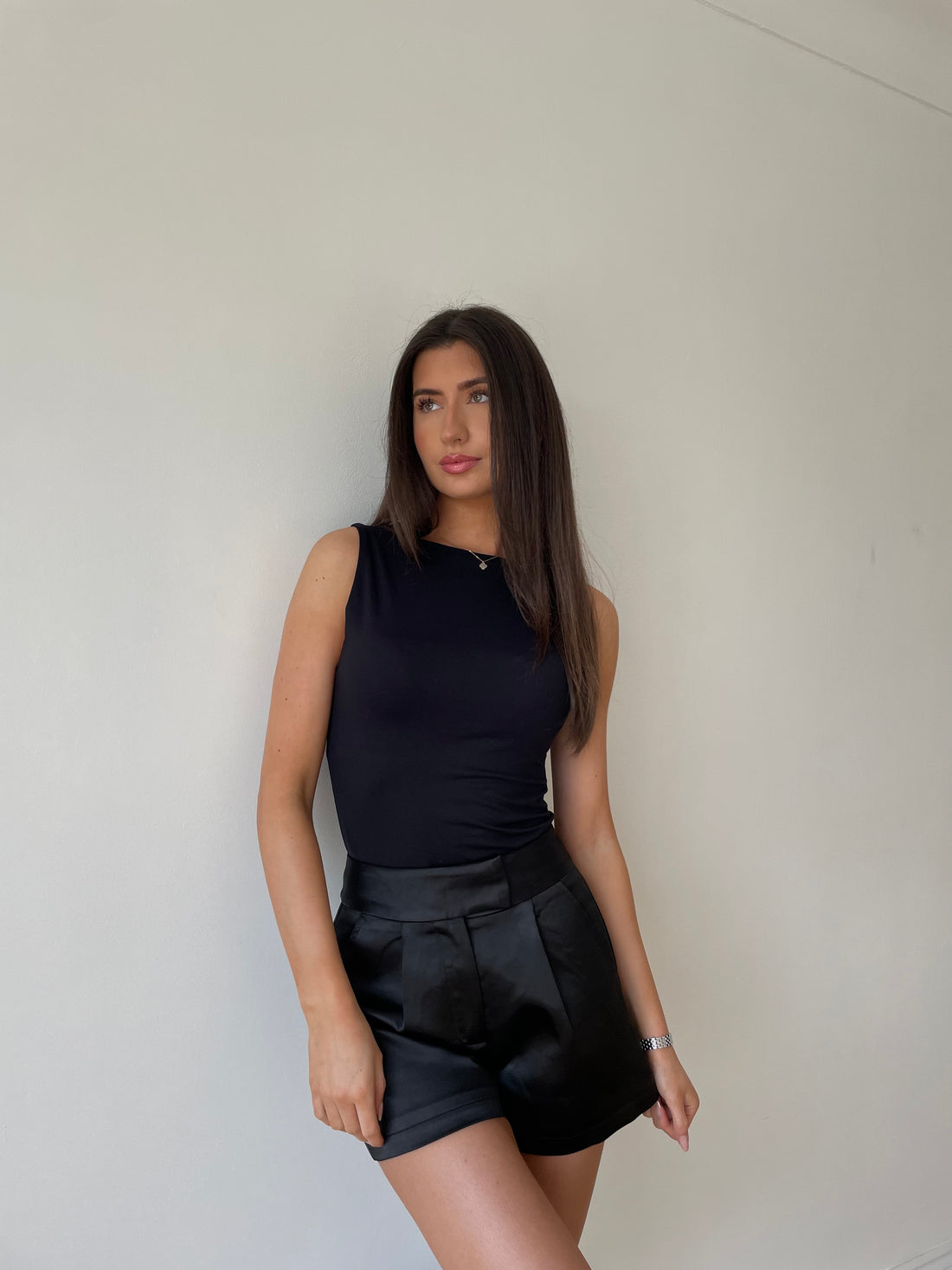 Ruby Shorts-Black (A line black satin shorts)