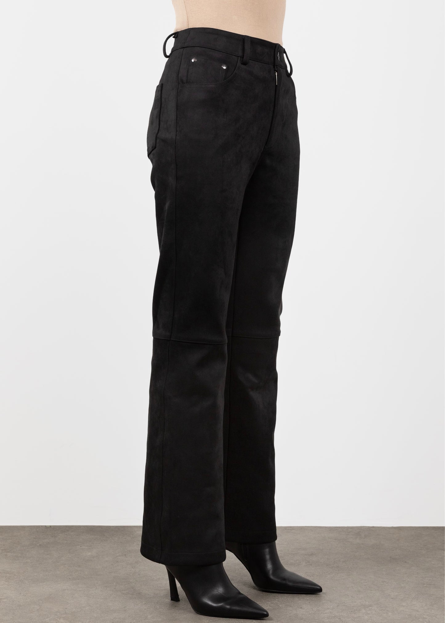 Suede High Waisted Trousers- Black (Pre Order)