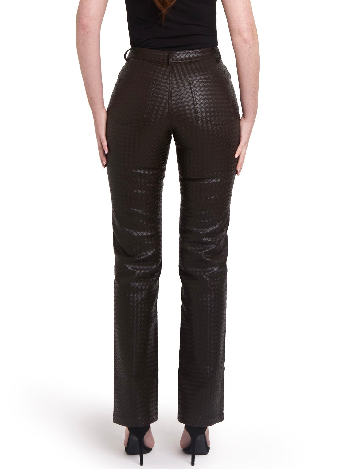 Woven Leather Trousers- Deep Brown (Pre order)