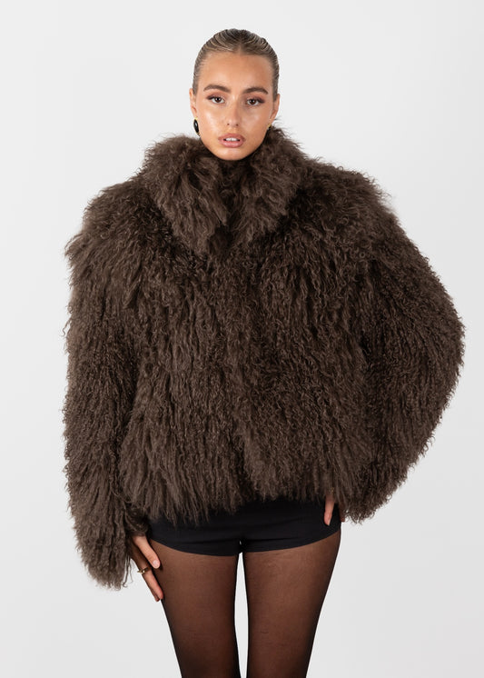 Mongolian Fur Coat- Chocolate (Made to order)