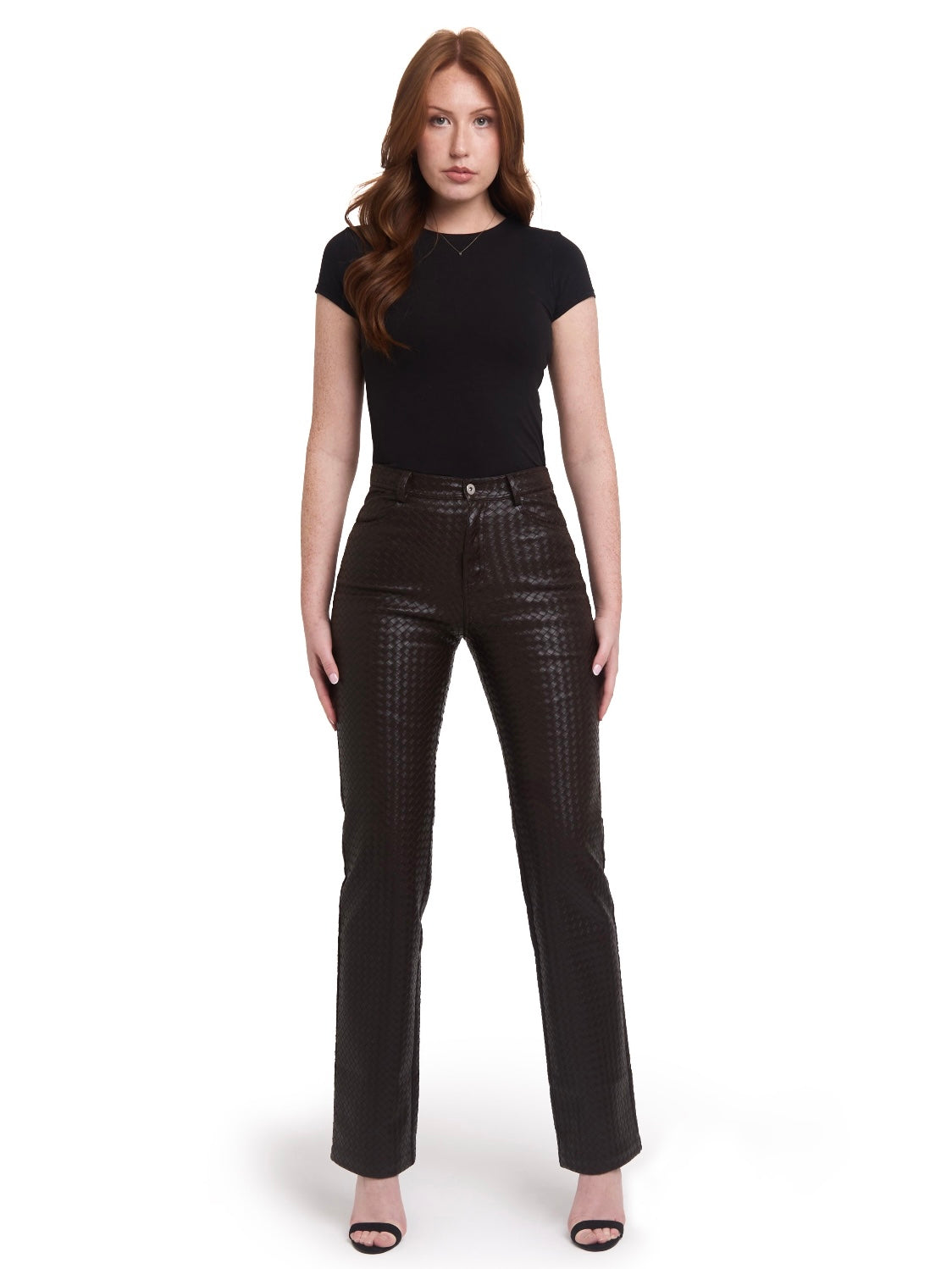 Woven Leather Trousers- Deep Brown (Pre order)