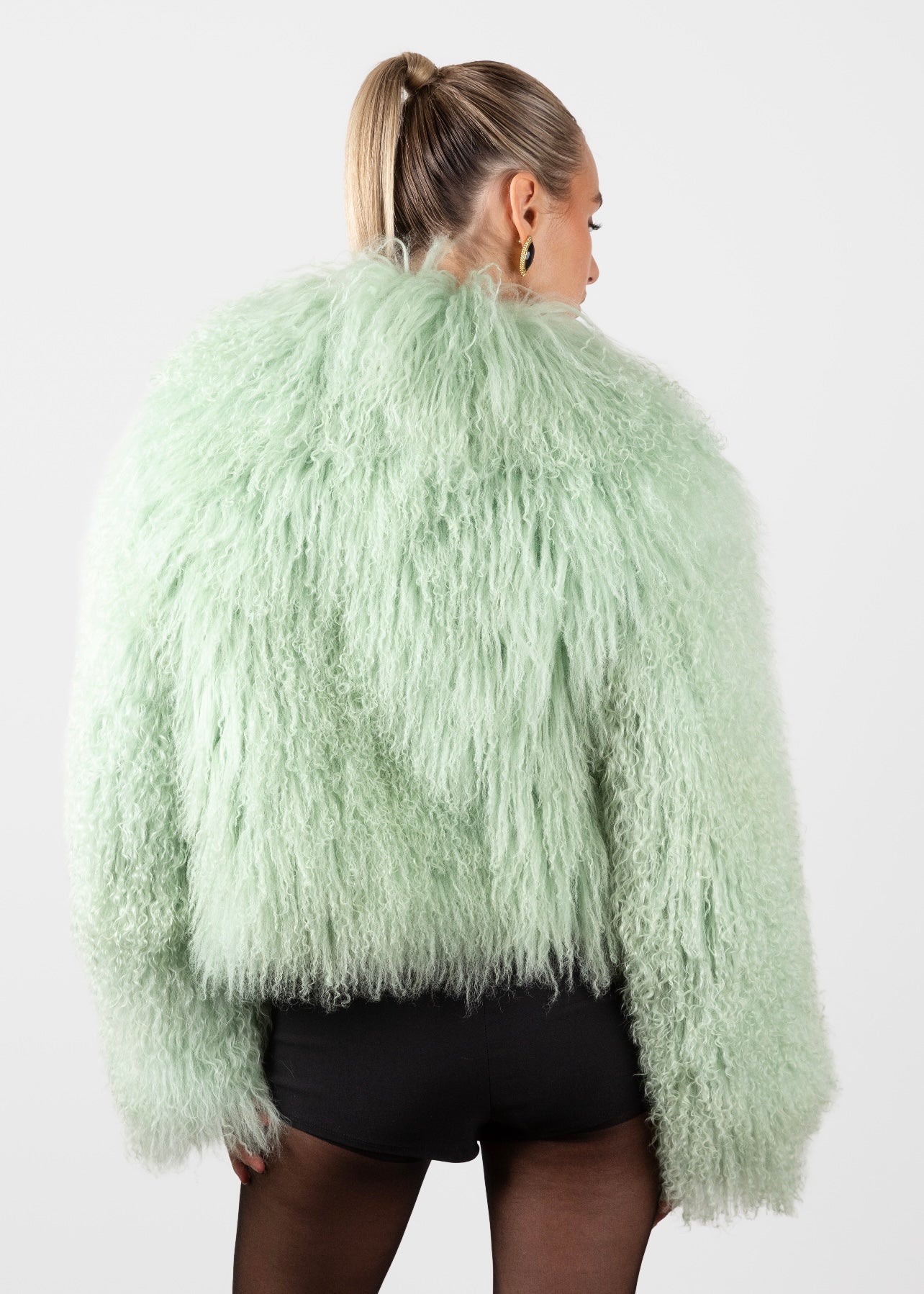 Mongolian Fur Coat- Mint Green (Made to order)