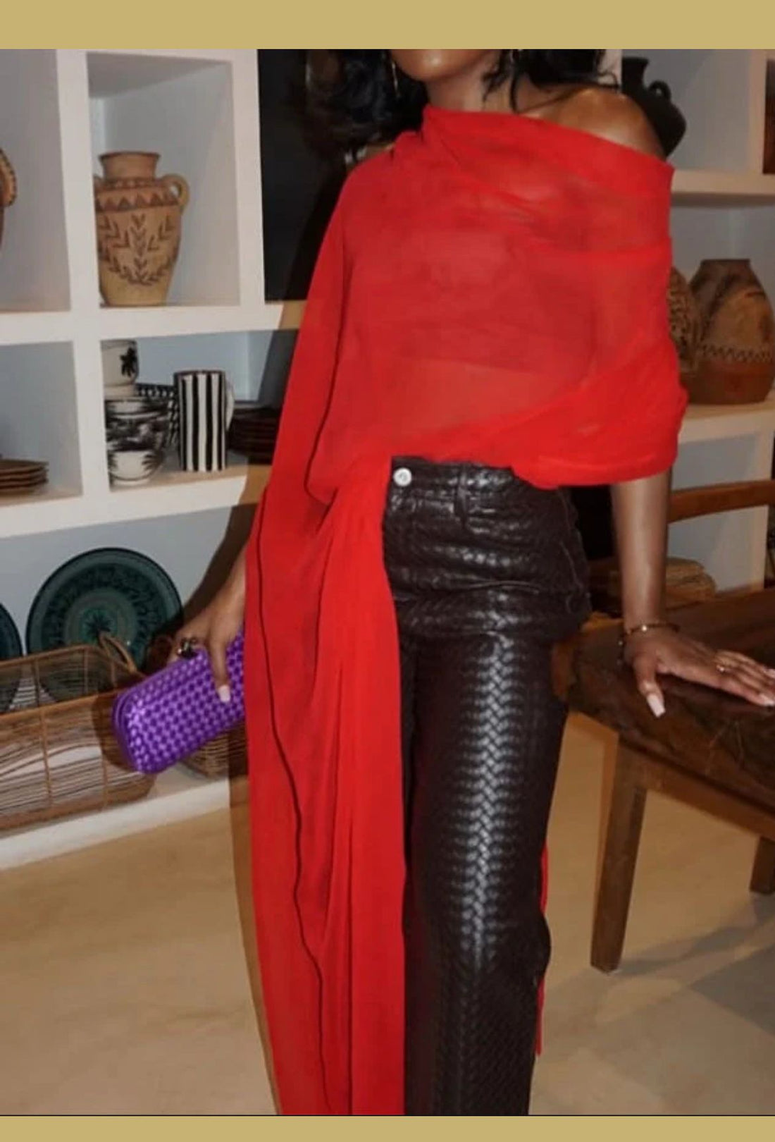 Elevate Your Fall Wardrobe with Woven Leather Trousers in Deep Brown