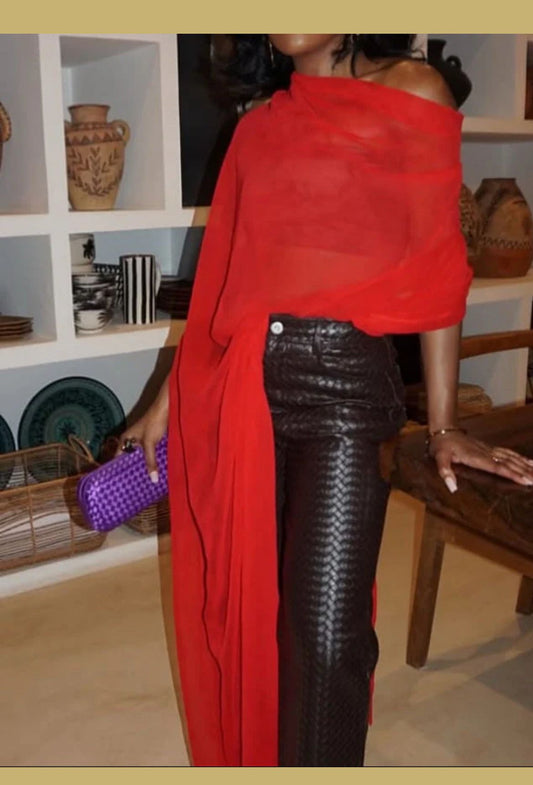 Elevate Your Fall Wardrobe with Woven Leather Trousers in Deep Brown