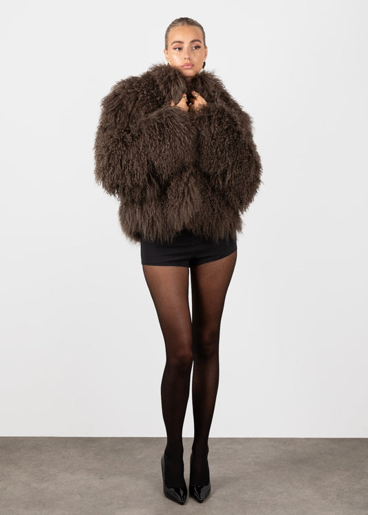 Chocolate Mongolian Fur Coat