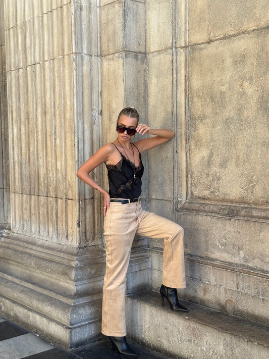 Suede High Waisted Trousers – Beige: The Ultimate Luxe Staple Your Wardrobe Needs