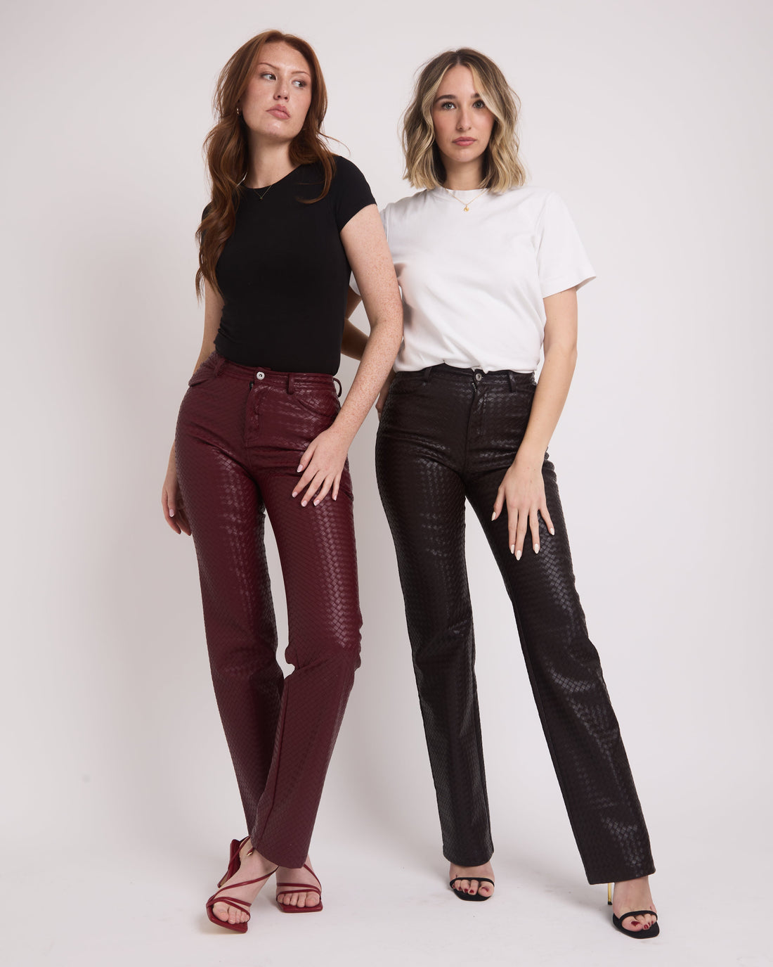 woven faux leather trousers  
