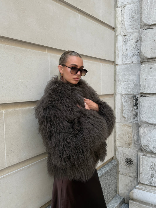 Brown real fur coat