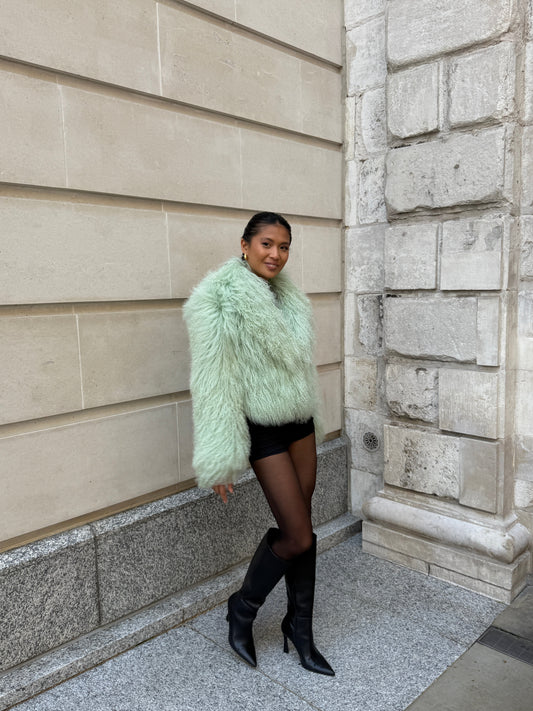 Bold in Green: Making a Statement with Your Outerwear REAL FUR COAT