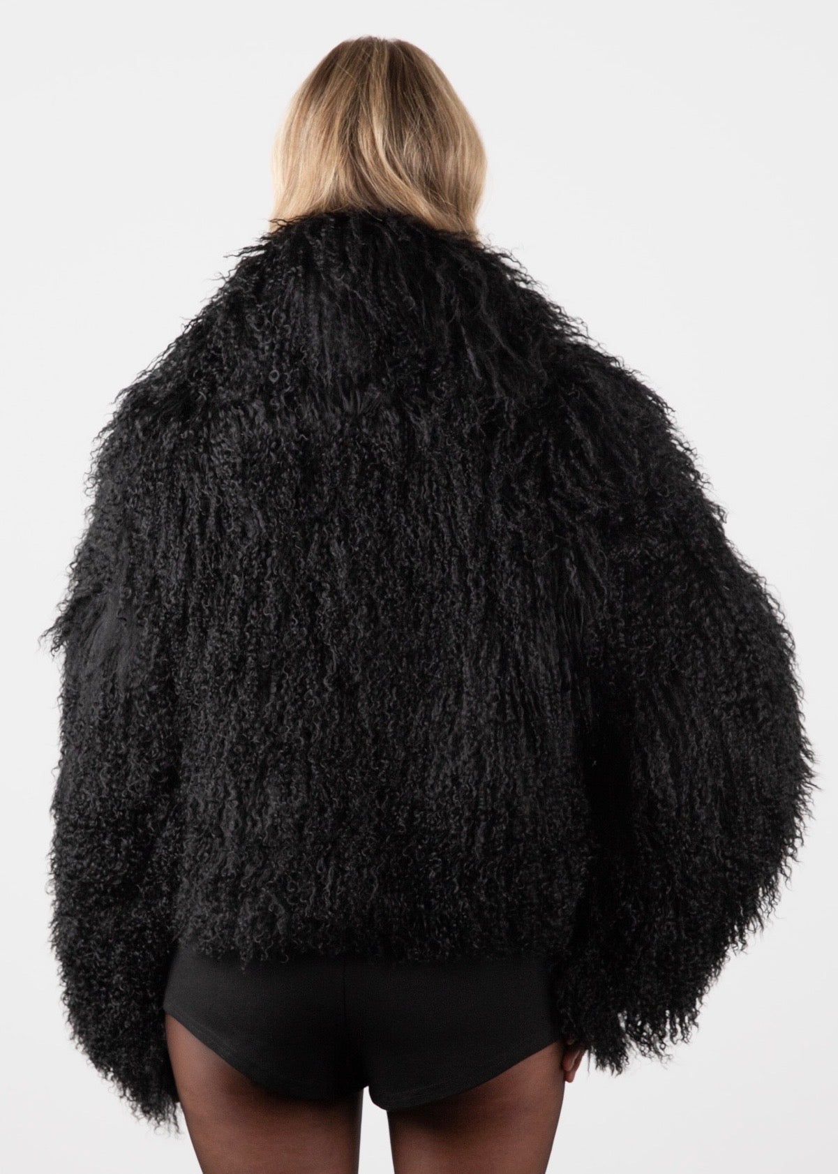 Mongolian Fur Coat- Black (Made to order)