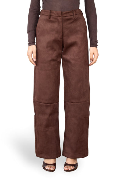 Suede Wide Leg Trousers- Mocha Brown