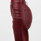 Woven Leather Trousers- Red Wine