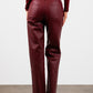 Woven Leather Trousers- Red Wine