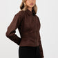 Double Zip Cinched Suede Bomber Jacket - Mocha Brown