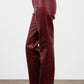 Woven Leather Trousers- Red Wine