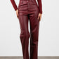 Woven Leather Trousers- Red Wine