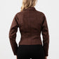 Double Zip Cinched Suede Bomber Jacket - Mocha Brown