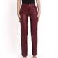 Woven Leather Trousers- Red Wine