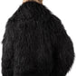 Person wearing a Black Mongolian fur coat  on a white background