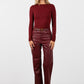 Woven Leather Trousers- Red Wine
