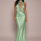 Satin Maxi Skirt -Pistachio