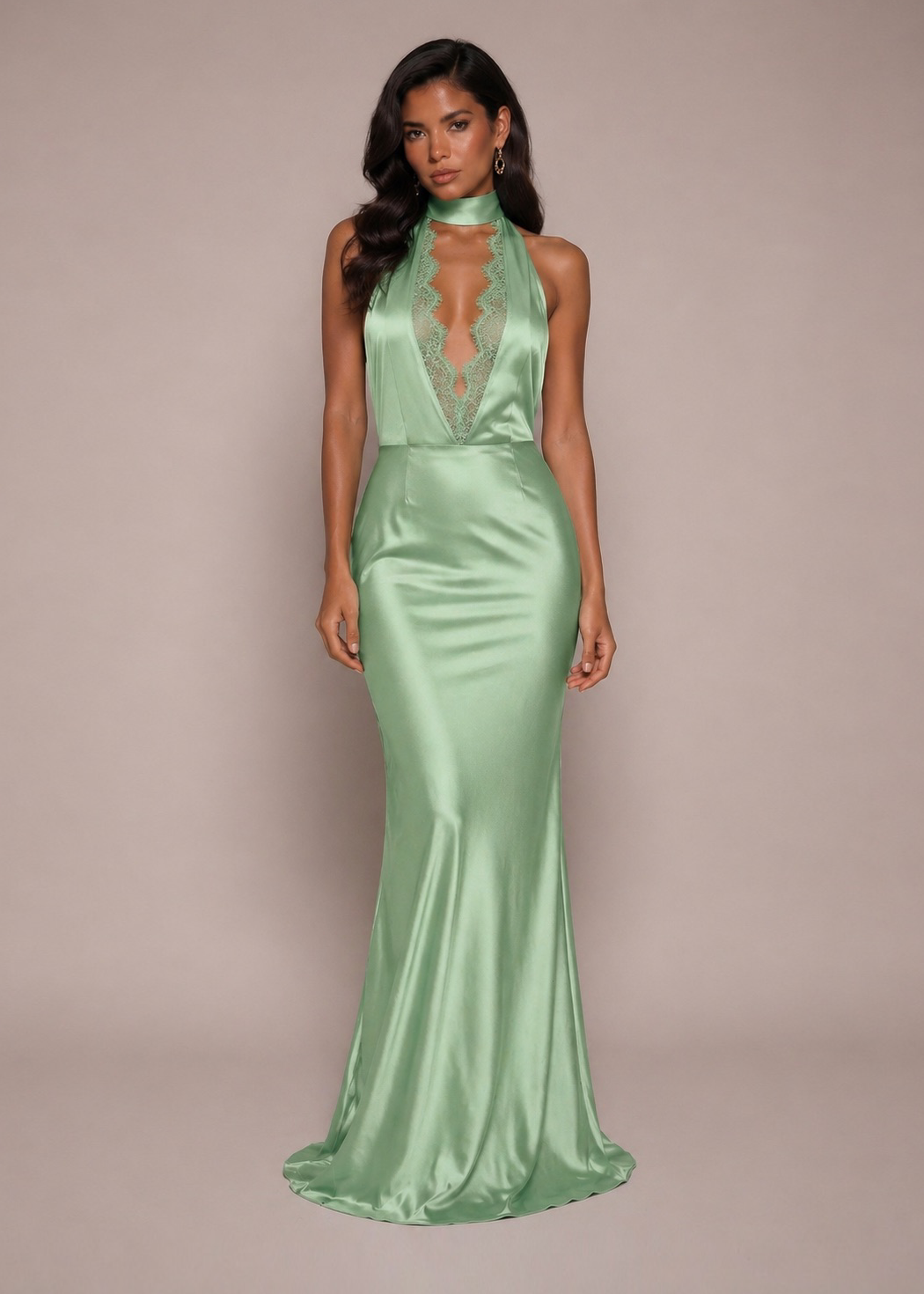 Satin Maxi Skirt -Pistachio