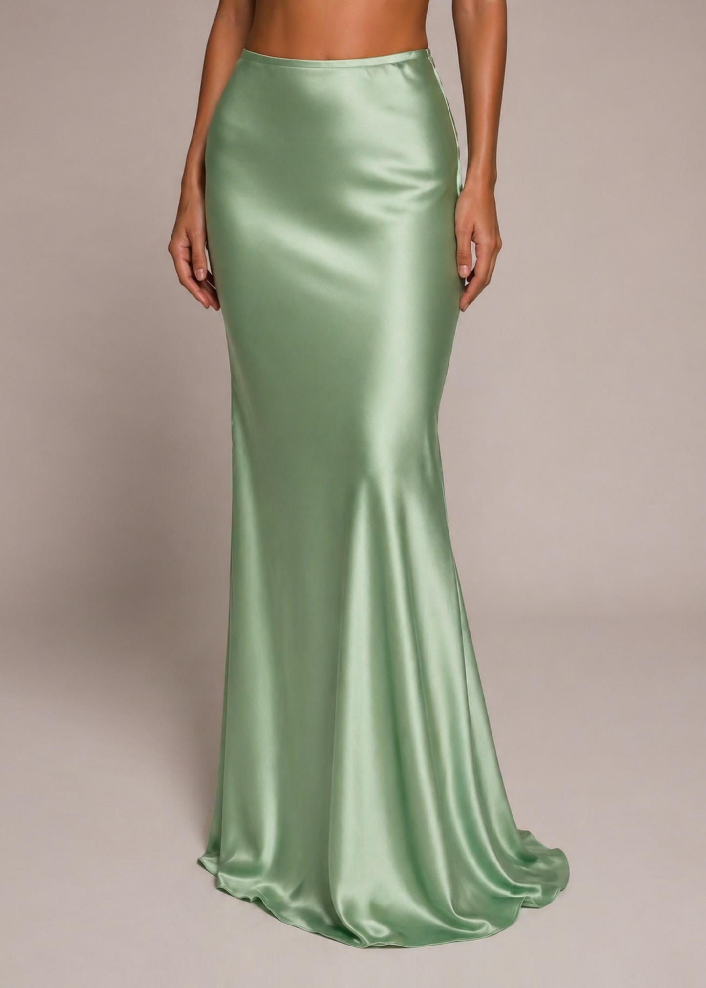 Satin Maxi Skirt -Pistachio