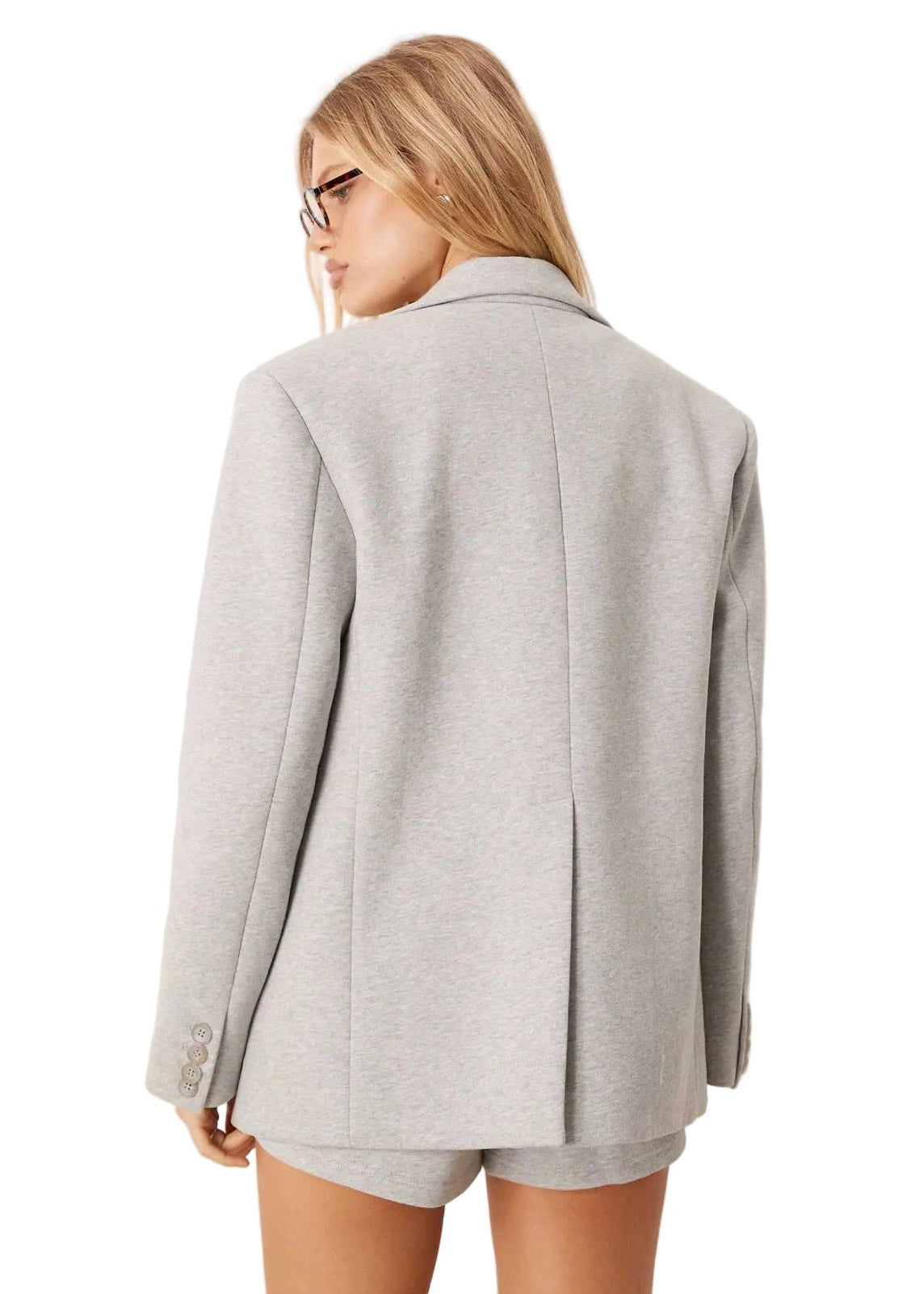 Oversized Double Breasted Marl Blazer - Grey