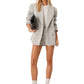 Oversized Double Breasted Marl Blazer - Grey