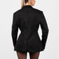 Suede Cinched Blazer - Black (Pre-Order)