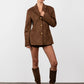 Suede Cinched Blazer - Brown (Pre-Order)