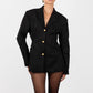Suede Cinched Blazer - Black (Pre-Order)