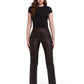 Woven Leather Trousers- Deep Brown (Pre order)