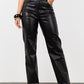 Woven Leather Trousers- Black (Pre order)