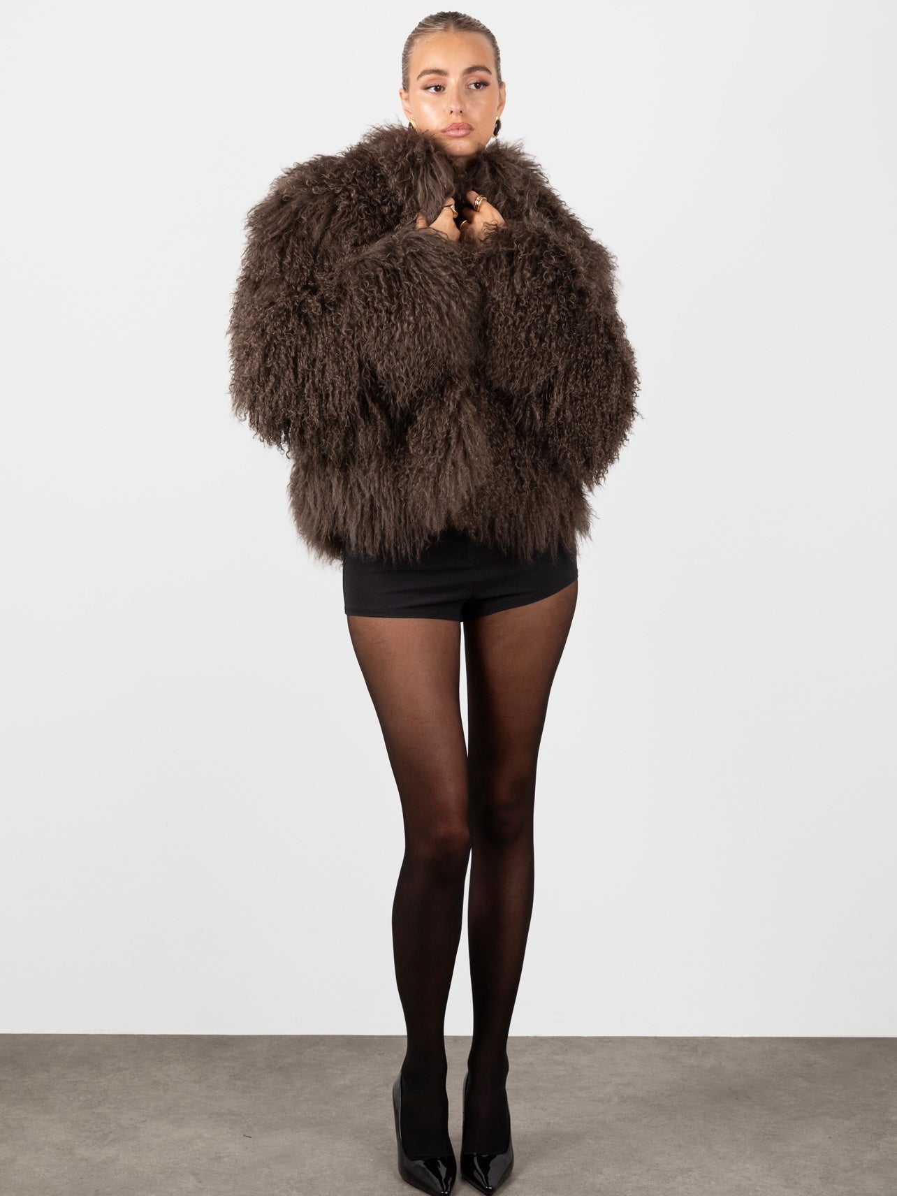 Mongolian Fur Coat- Chocolate (Made to order)