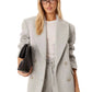 Oversized Double Breasted Marl Blazer - Grey