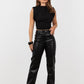 Woven Leather Trousers- Black (Pre order)