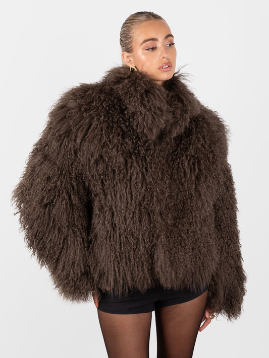 Mongolian Fur Coat- Chocolate (Made to order)