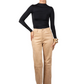 Woman wearing Beige Suede Trousers 