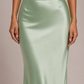 Satin Maxi Skirt -Pistachio