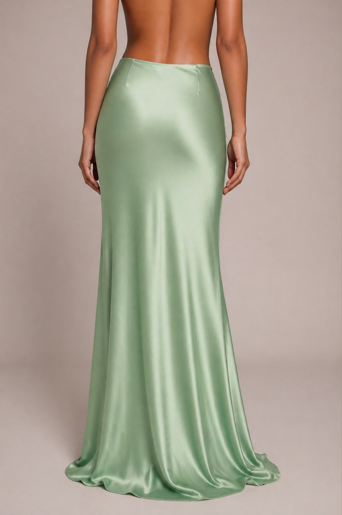 Satin Maxi Skirt -Pistachio