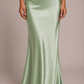 Satin Maxi Skirt -Pistachio