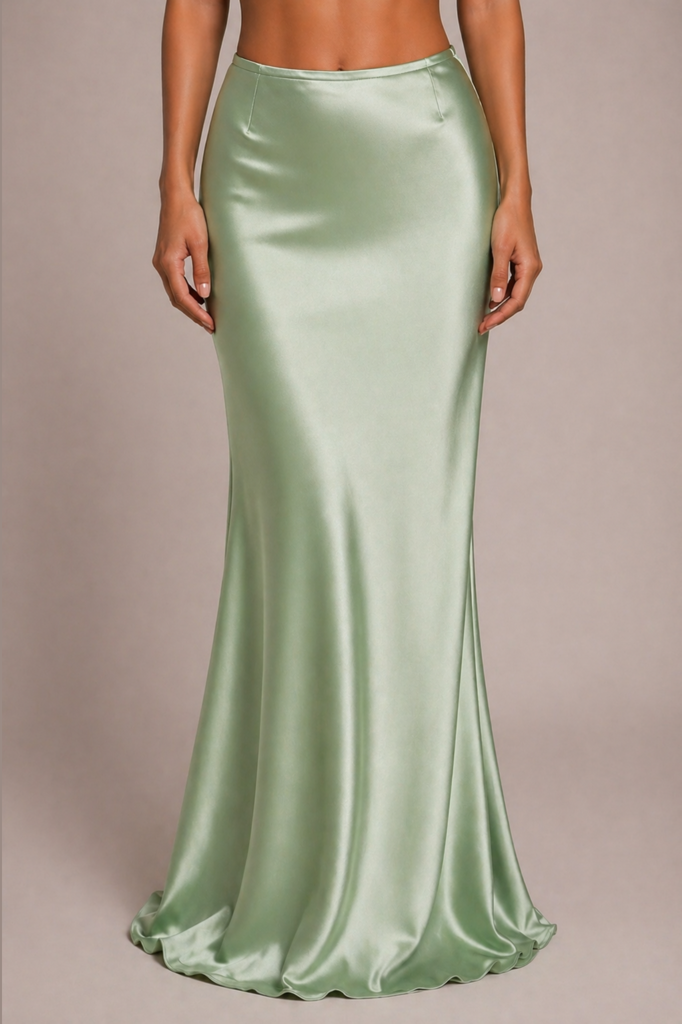 Satin Maxi Skirt -Pistachio