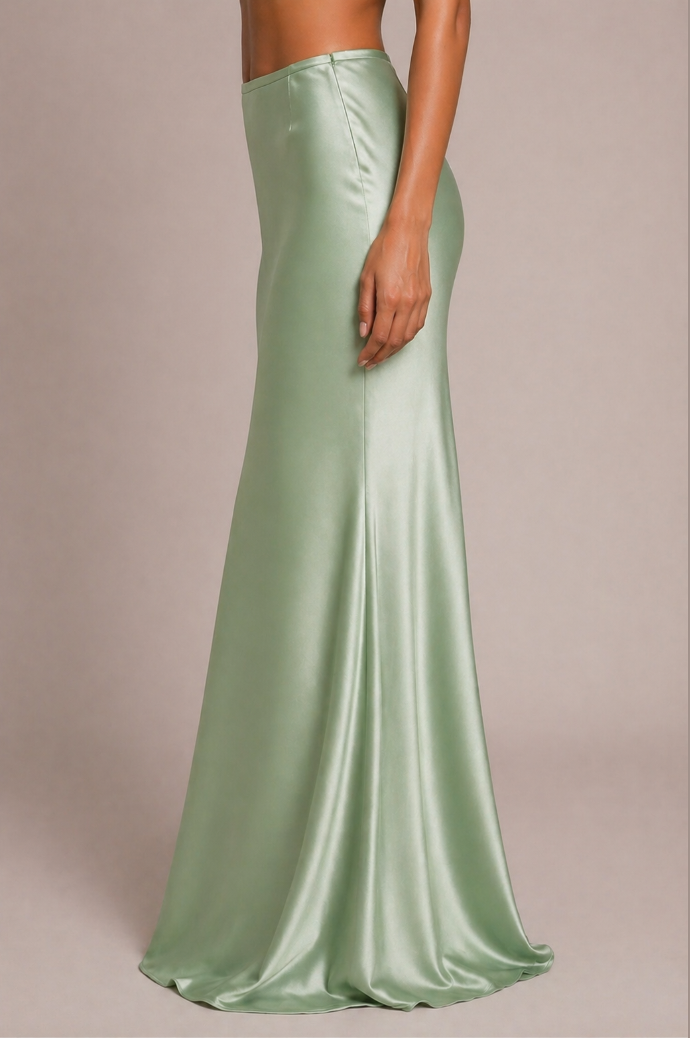 Satin Maxi Skirt -Pistachio