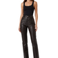 Woven Leather Trousers- Deep Brown