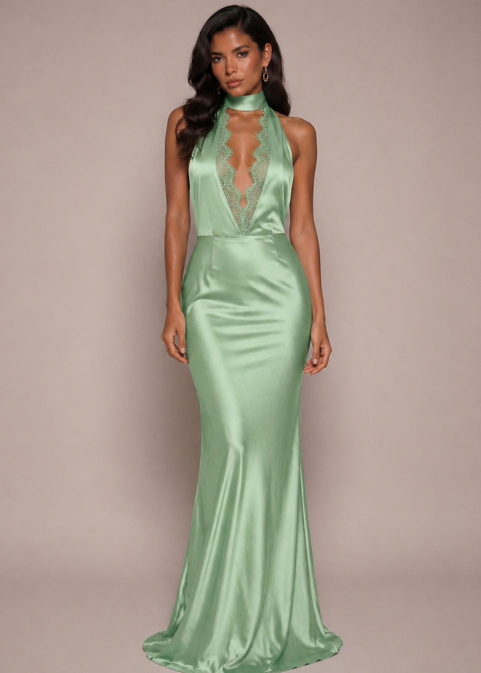 Satin Maxi Skirt -Pistachio