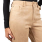 Beige pants worn by a person with a black top on a light gray background