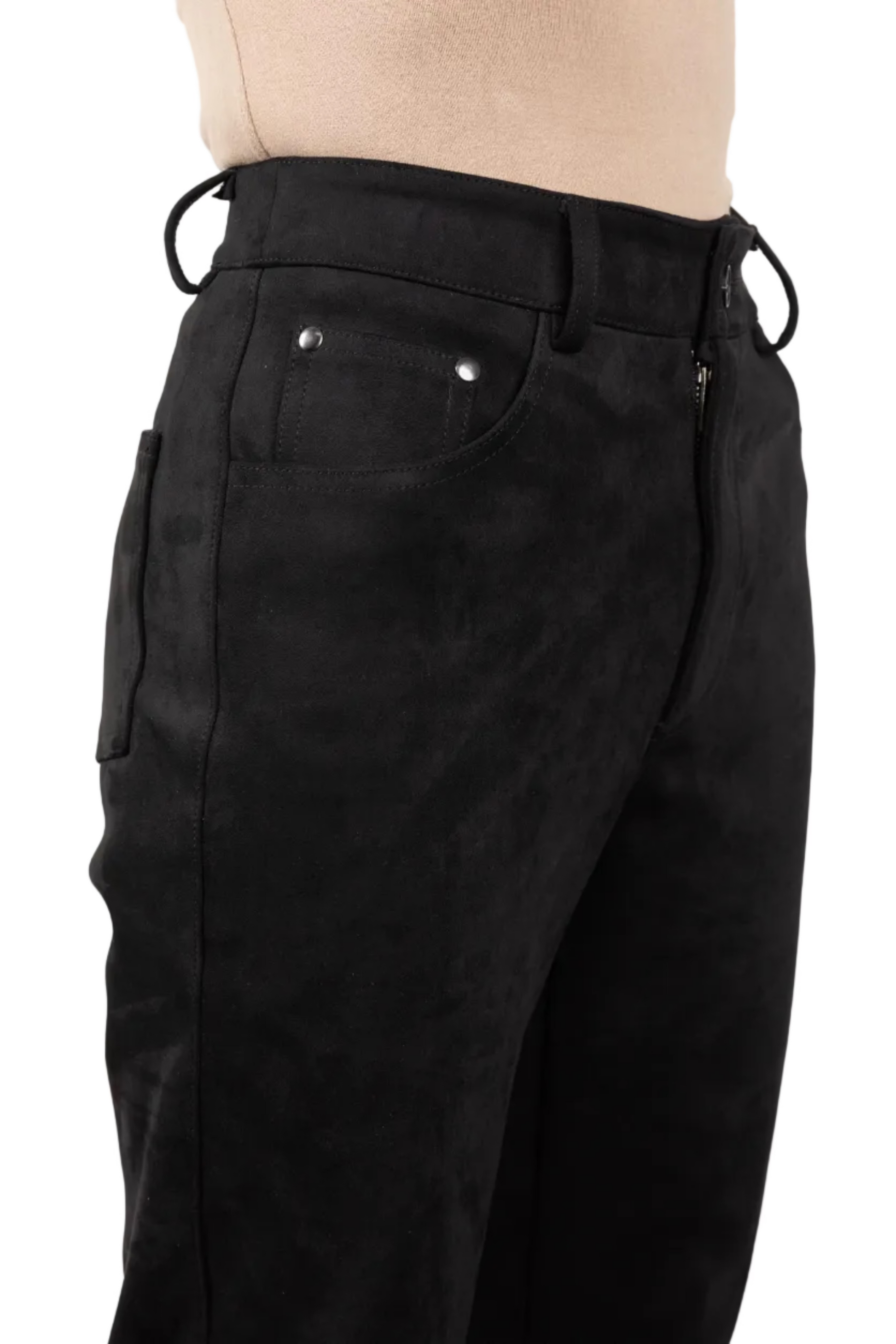 Womens Black Suede Trousers 